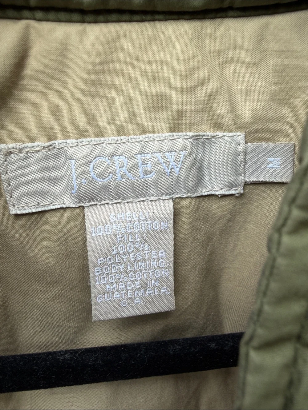 J.Crew Quilted Olive Green Vest Jacket